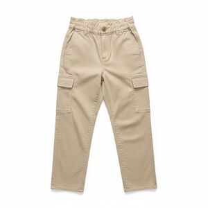 Zara High Rise Paperbag Waist Utility Cargo Cropped khaki Cotton Pants 6